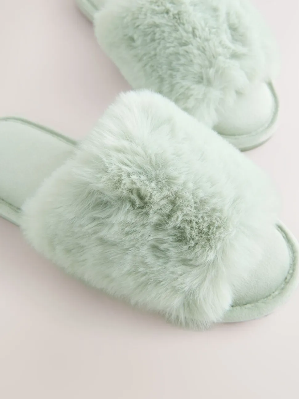 Mintgroen - Faux Fur Lined Slider Slippers