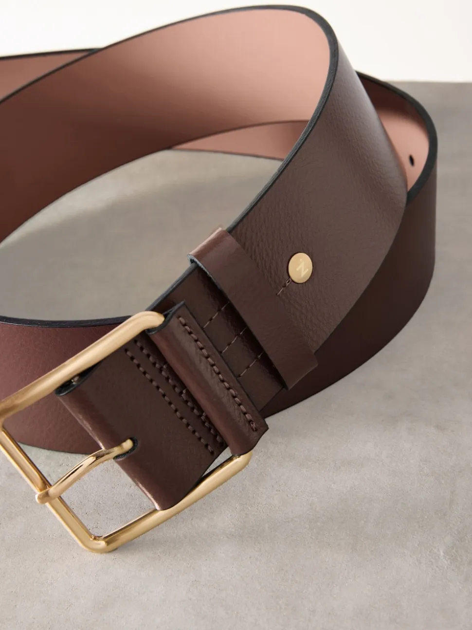 Mokkabruin - N. Premium brede leren riem, Made in Italy