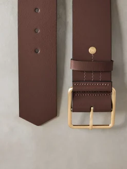 Mokkabruin - N. Premium brede leren riem, Made in Italy