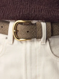 Mokkabruin - N. Premium Made in Italië riem van suède met geweven look