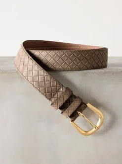 Mokkabruin - N. Premium Made in Italië riem van suède met geweven look