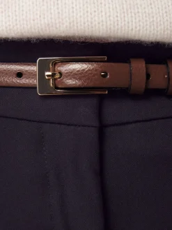 Mokkabruin - N. Premium skinny Made In Italy leren riem