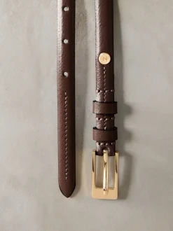 Mokkabruin - N. Premium skinny Made In Italy leren riem