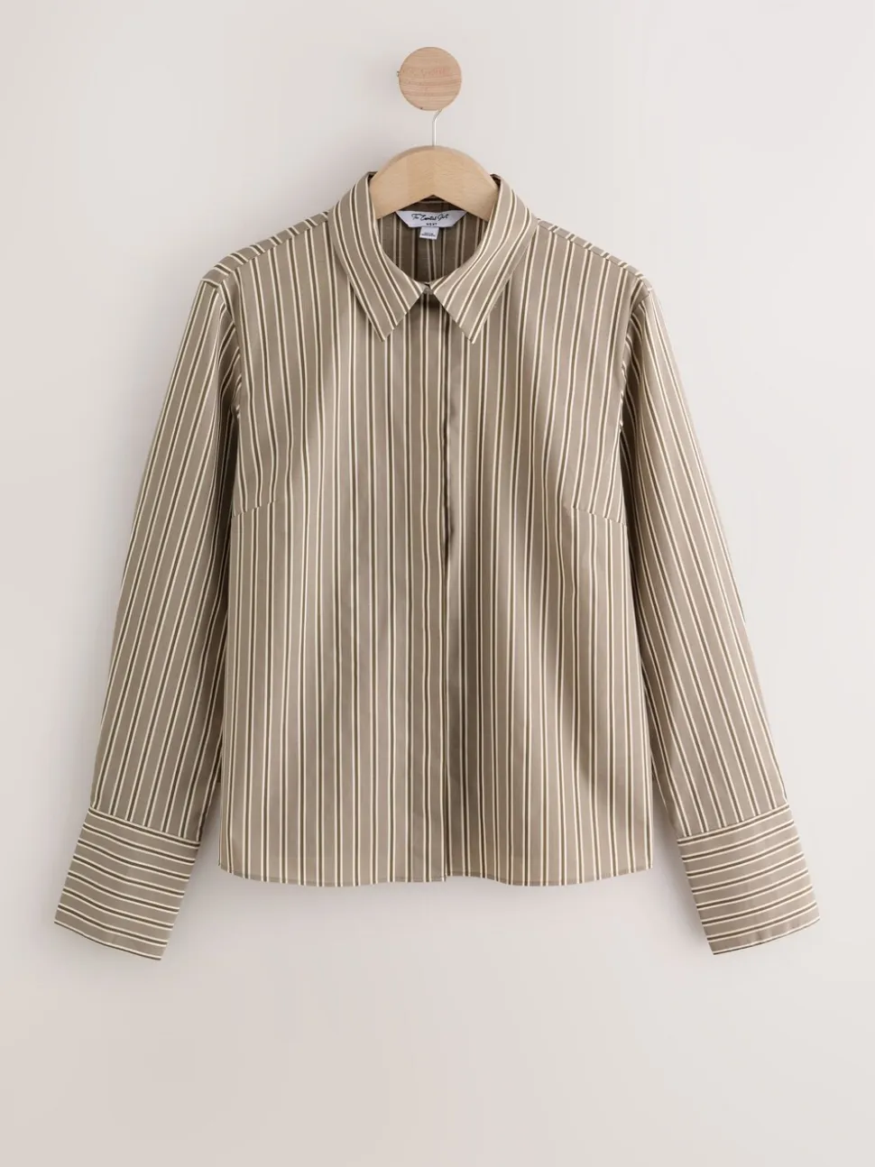 Mokkabruin gestreept - Fitted Stretch Essential Long Sleeve Shirt