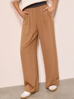 Mokkakleurige streep - Friends Like These Elasticated Waist Trousers