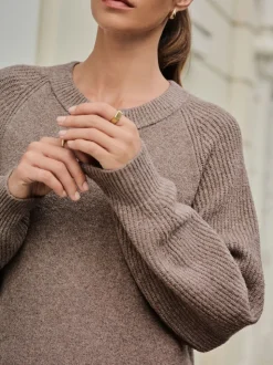 Mole - Supersoft Ribbed Sleeve Knitted Midi Jumper Dress