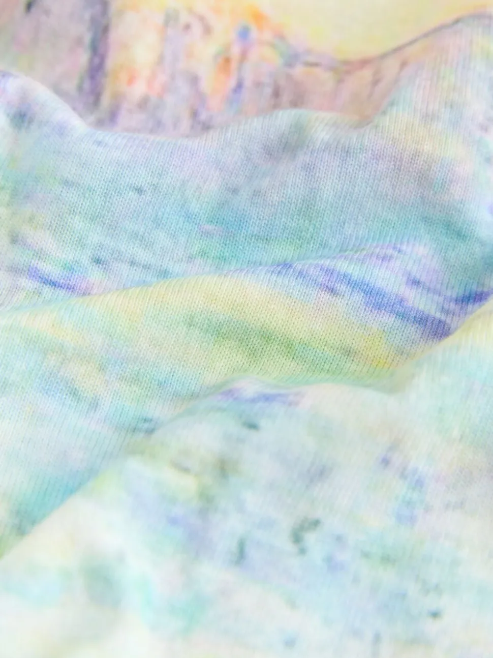 Monet Graphic License - Long Sleeve Washed Effect Raw Seam T-Shirt