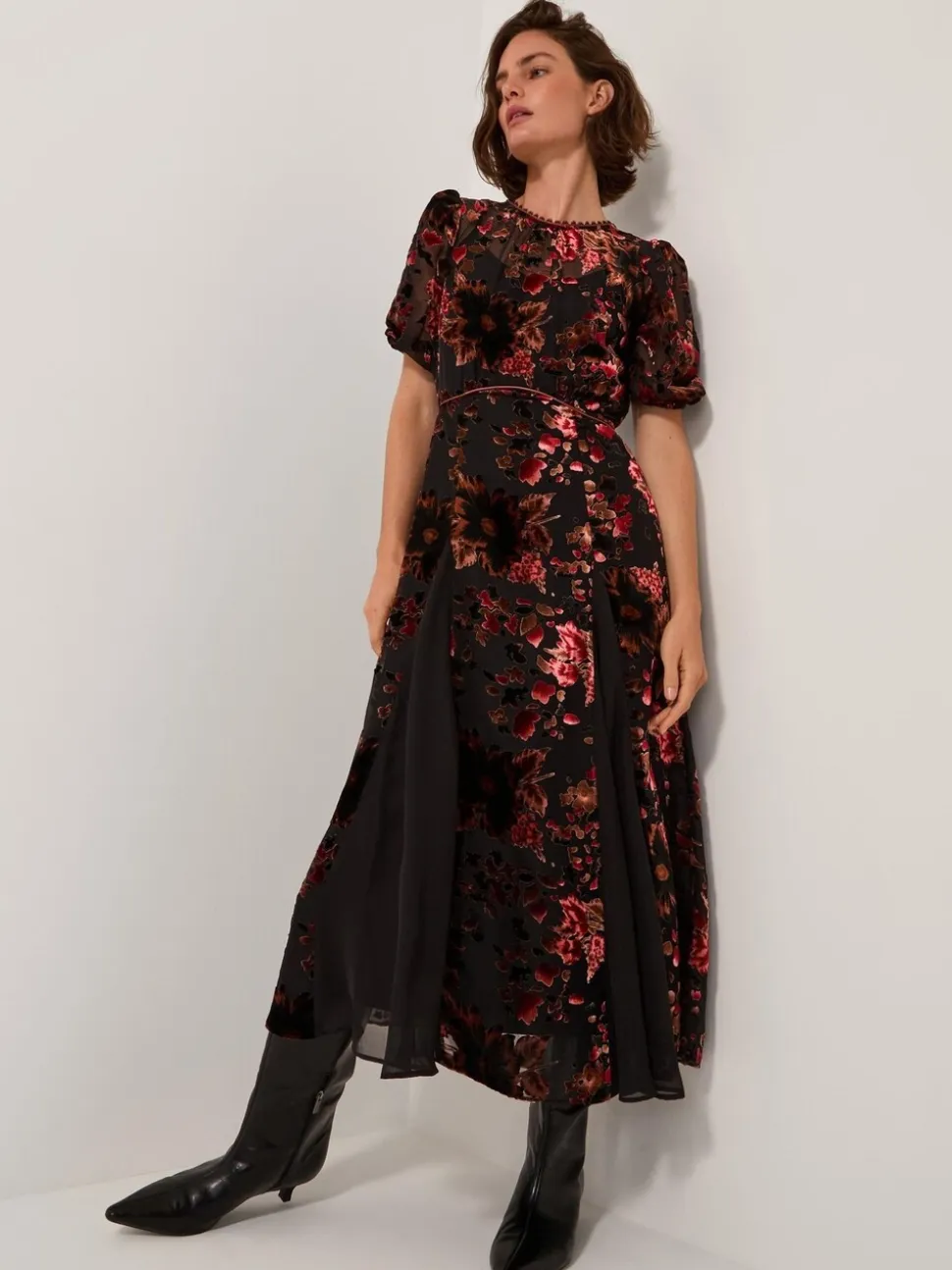 Monsoon Carolyn Midi Devoré Dress