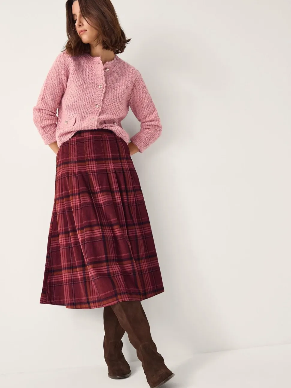 Monsoon Charly Check Midi Skirt