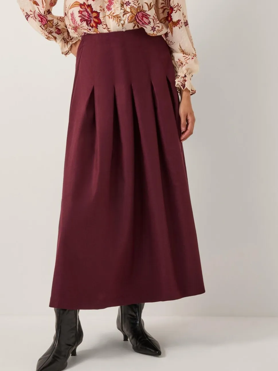 Monsoon Dani Pleat Midi Skirt