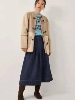 Monsoon Darcie geplooide denim midirok