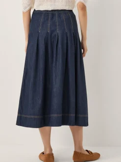 Monsoon Darcie geplooide denim midirok