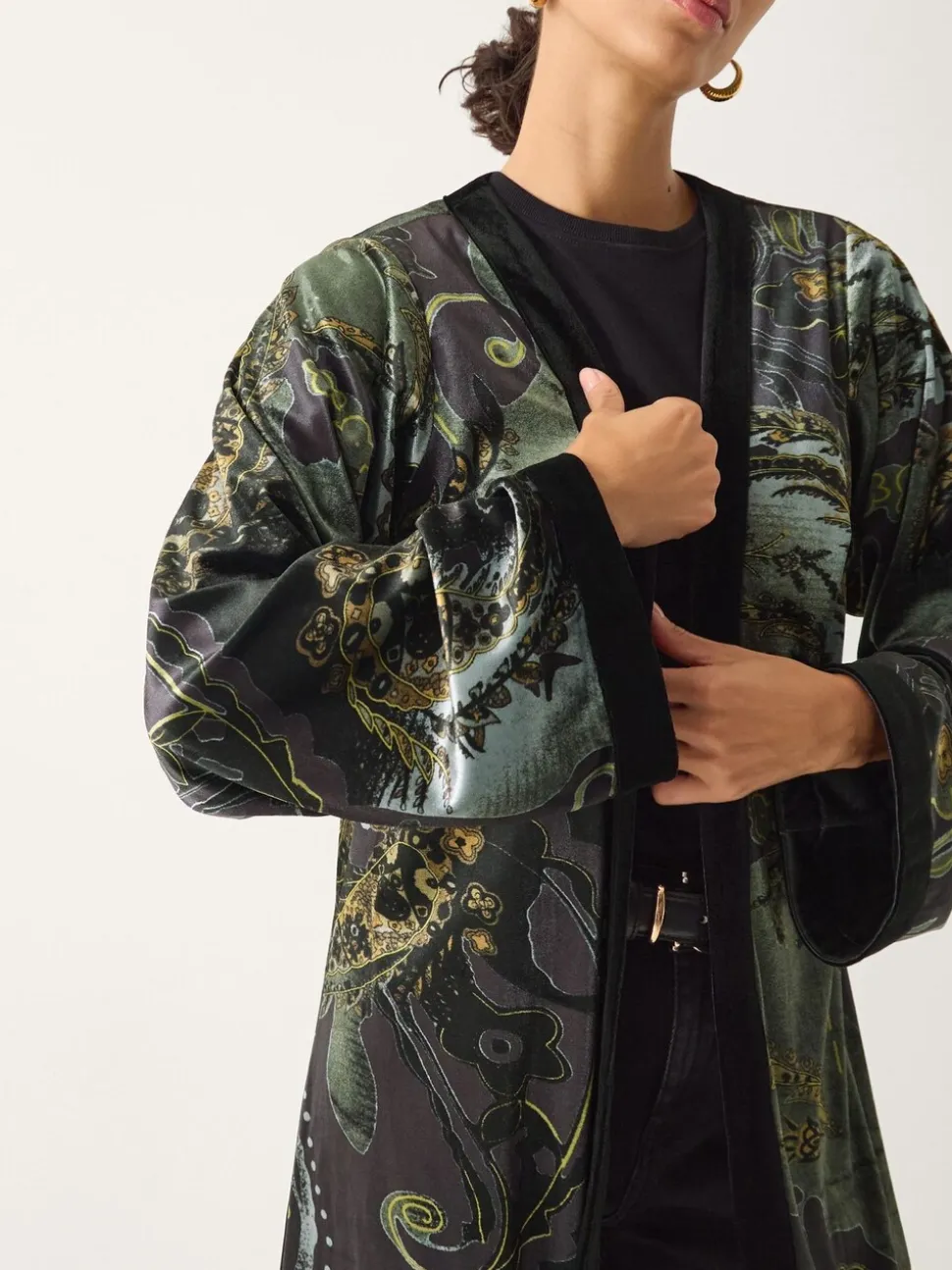 Monsoon Delta Print Velvet Kimono