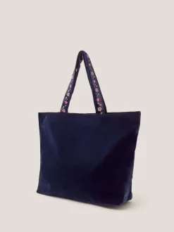 Monsoon Fallon Floral Embroidered Velvet Tote Bag