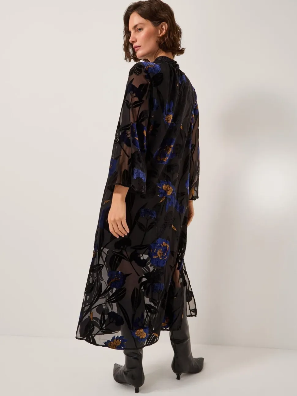 Monsoon Giselle Sheer Floral Devoré Midi Dress
