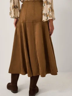 Monsoon Macy Suedette A-Line Midi Skirt