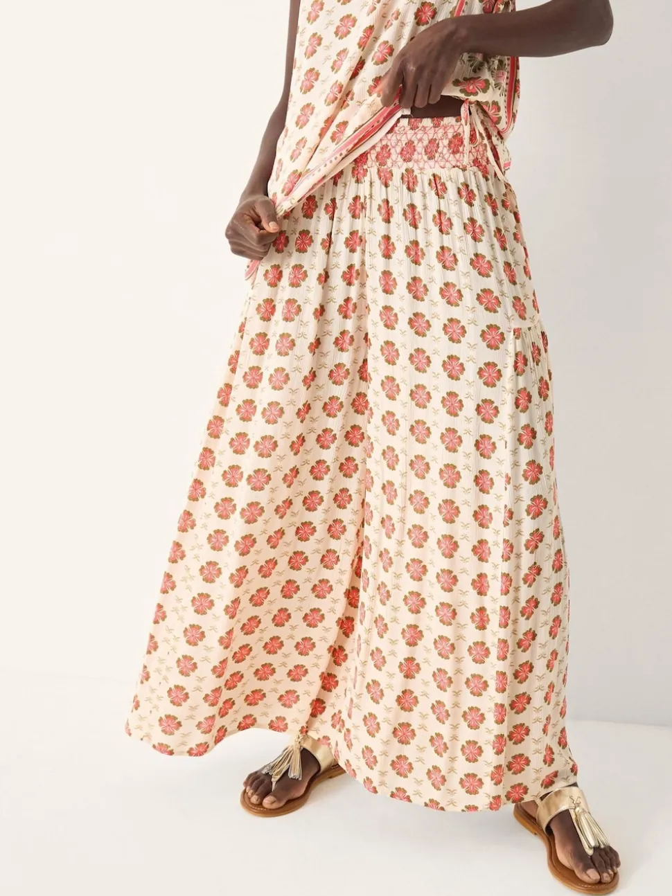 Monsoon Maddie Floral Print Wide Leg Trousers
