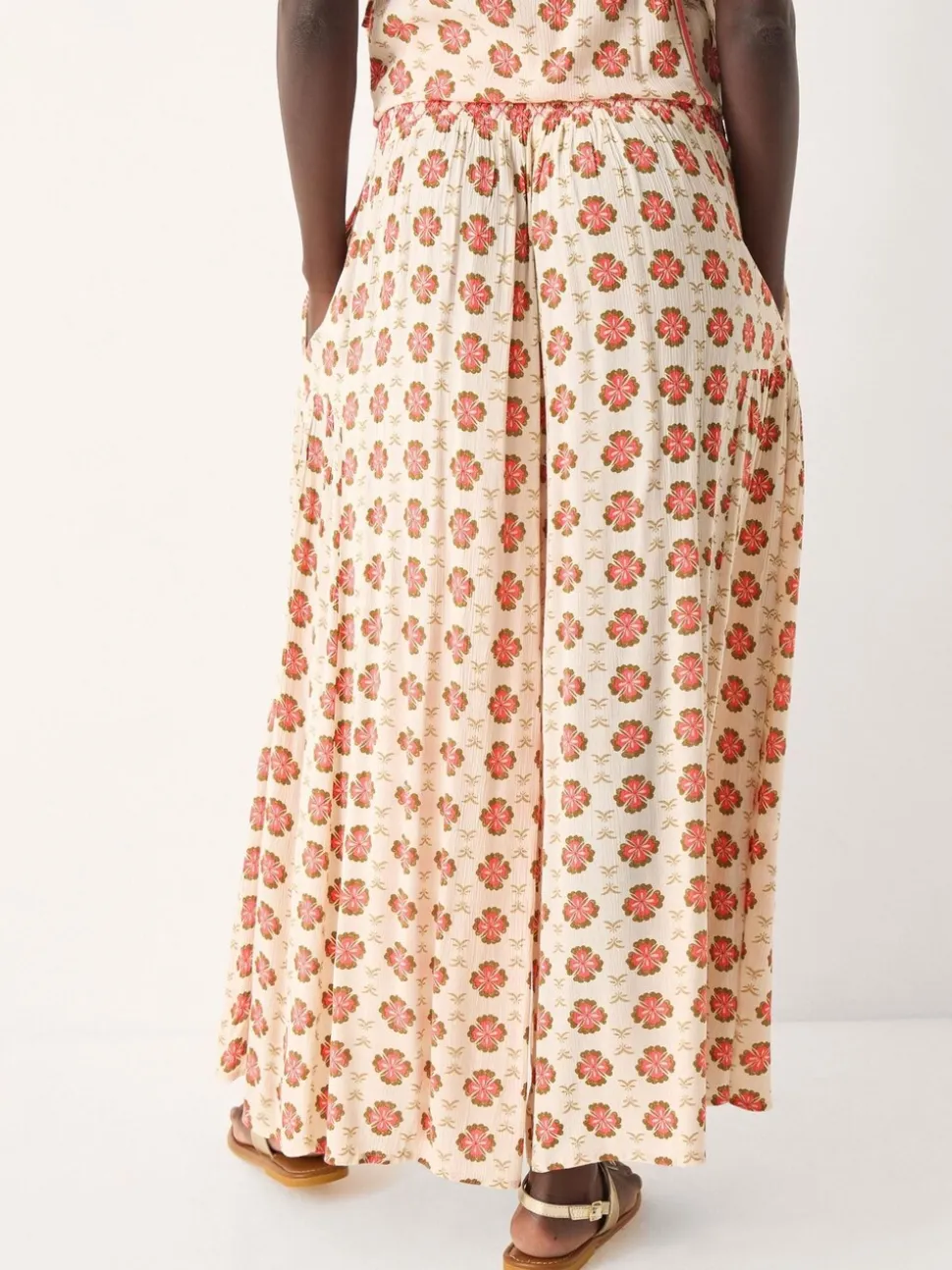 Monsoon Maddie Floral Print Wide Leg Trousers