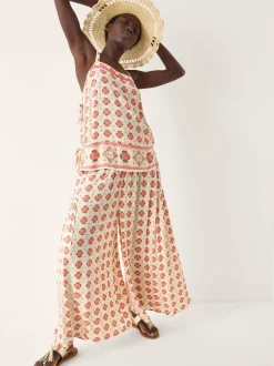 Monsoon Maddie Floral Print Wide Leg Trousers