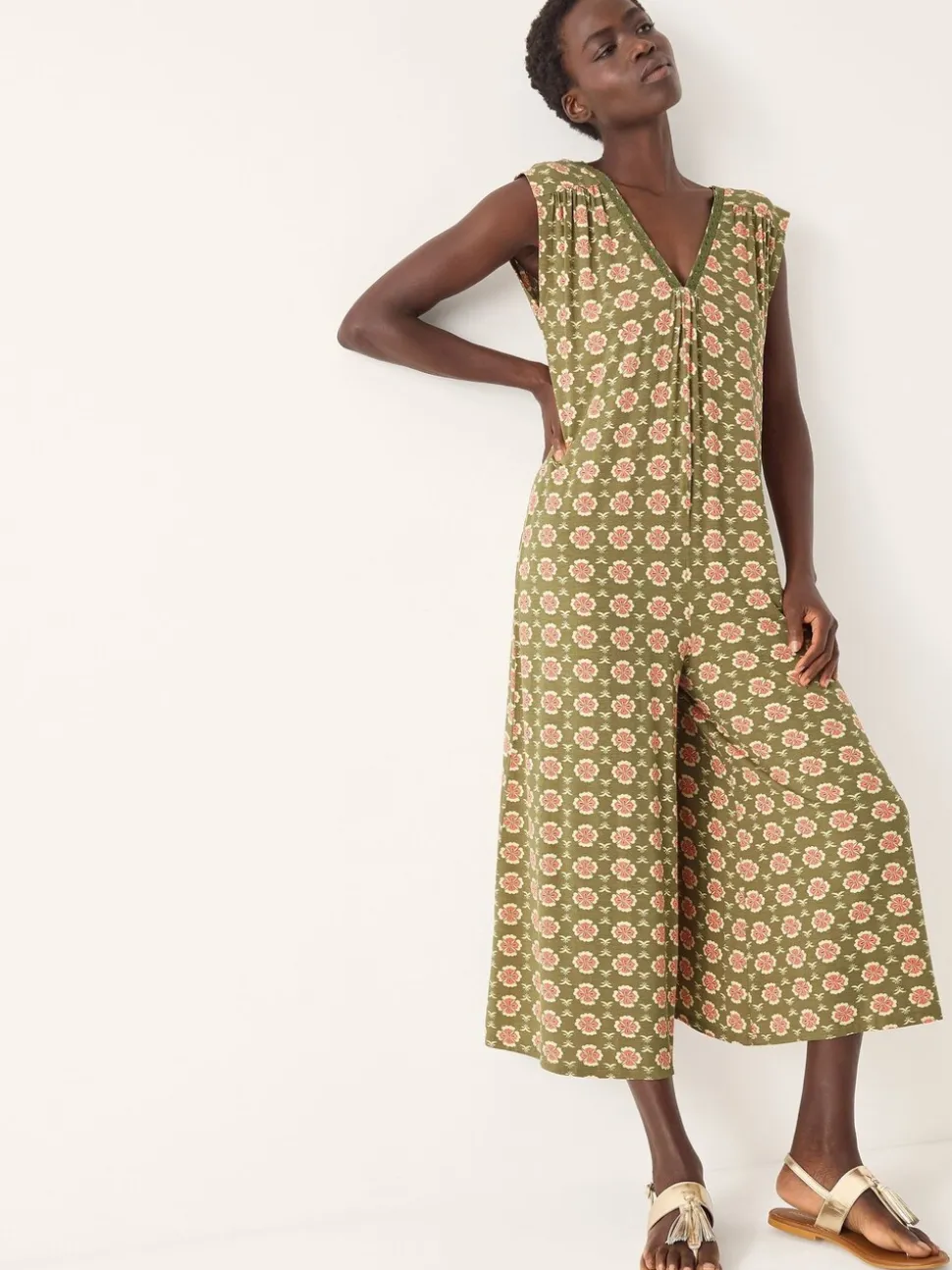 Monsoon Maddie Sleeveless Floral Print Jumpsuit
