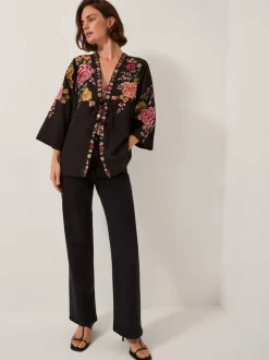 Monsoon Maggie Tie-Front Embroidered Kimono Cover-Up