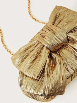 Monsoon Tone Oversized Bow Metallic Bag