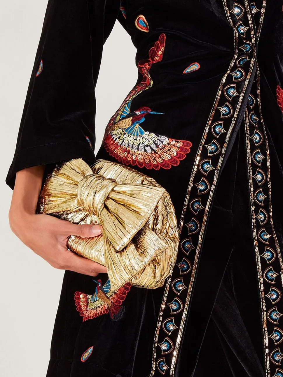 Monsoon Tone Oversized Bow Metallic Bag