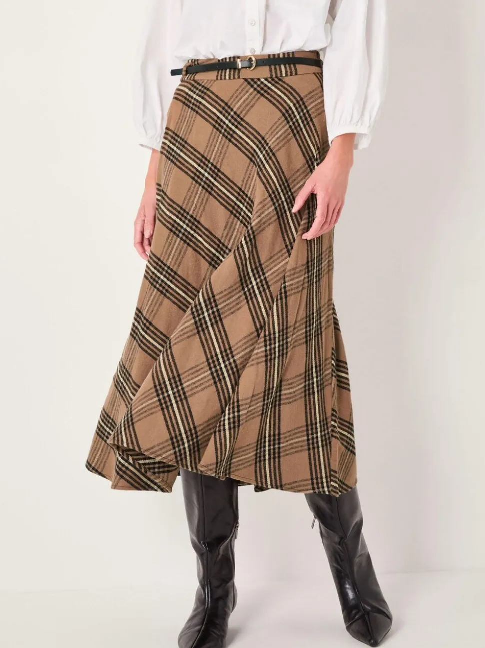 Monsoon Willa Check Midi Skirt