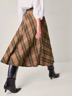 Monsoon Willa Check Midi Skirt