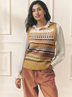 Mosterdgeel - Laura Ashley Fairisle Knitted Tank Top