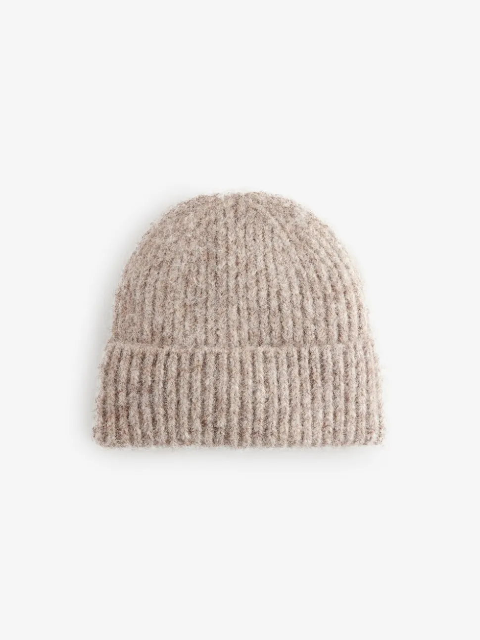 Moutkleurig - Geribbelde beanie-muts met wol