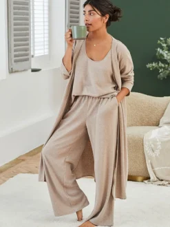 Moutkleurig - Laura Ashley lang loungevest