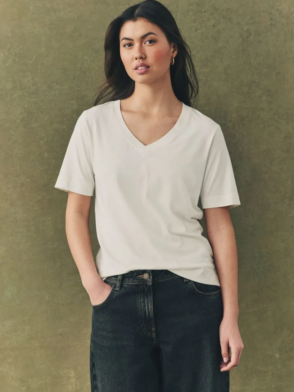 Multi - 5 Slouch T-shirts van katoenen Modal