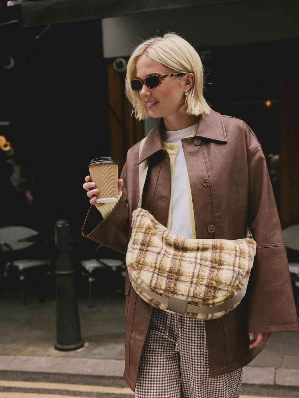 Multi - Borg Sling Checkered Cross-Body Bag