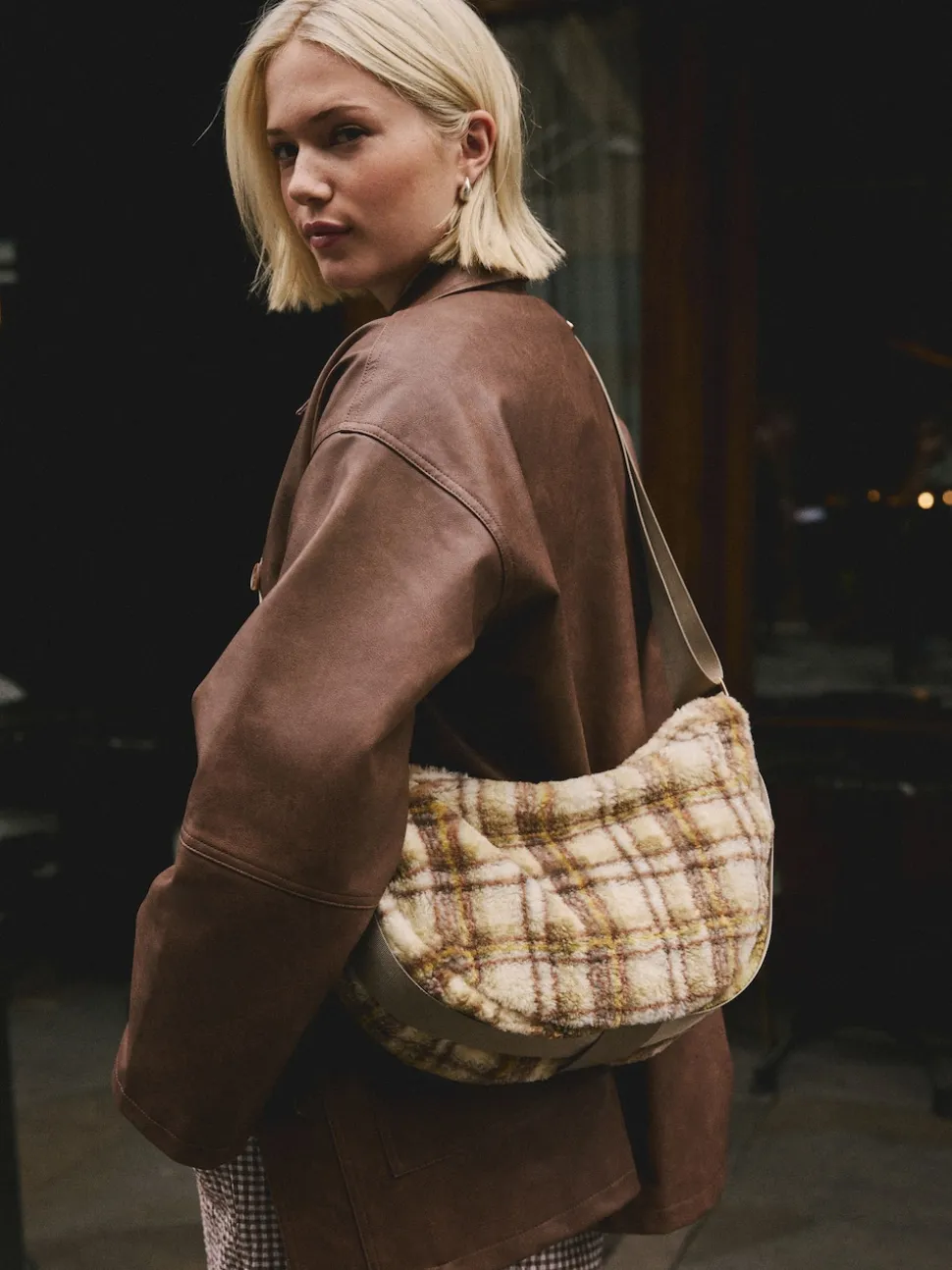 Multi - Borg Sling Checkered Cross-Body Bag