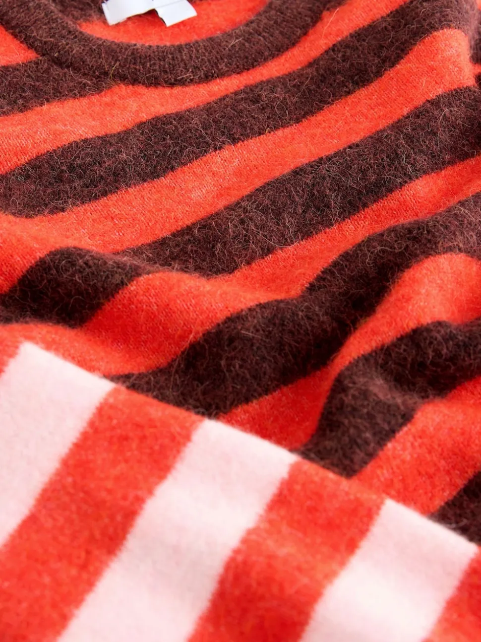 Multi Red/Blue Stripe - Trui met ronde hals en lange mouwen met wol