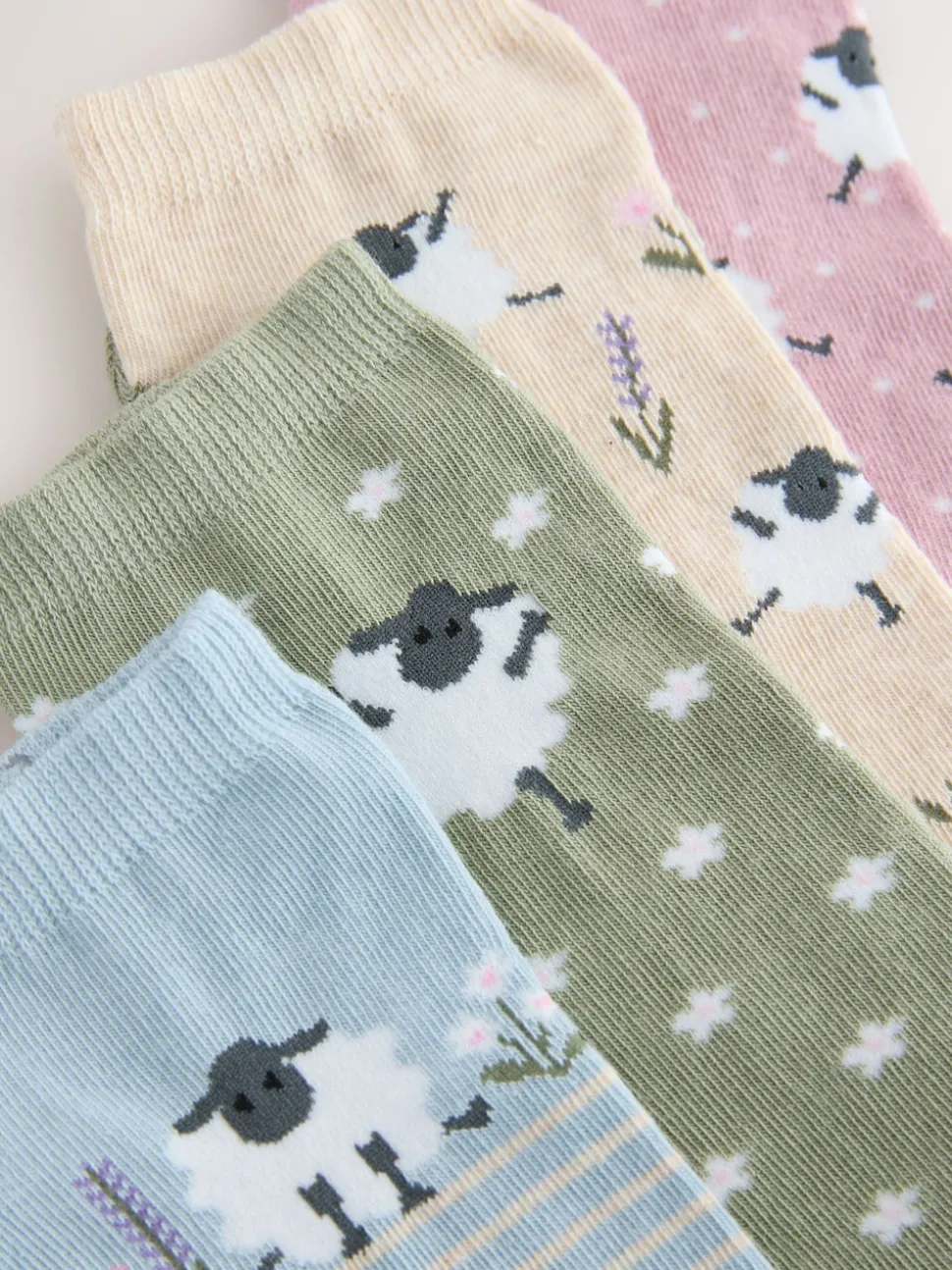 Multi Sheep Print - 4 paar sneakersokken
