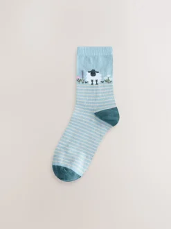 Multi Sheep Print - Set van 4 paar enkelsokken