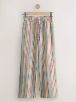 Multi-coloured Stripe - Broek met wijde pijpen en elastische taille