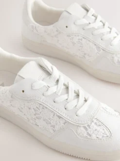 Naturel Broderie - Sneaker met veters