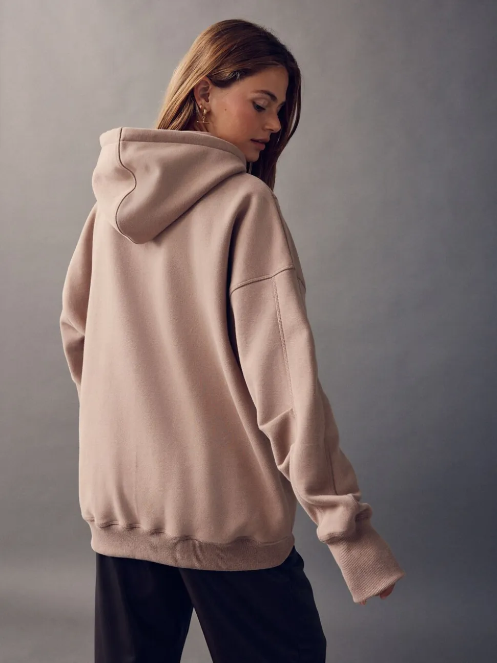 Naturel bruin - Active Longline Overhead Hoodie met superzacht naaddetail en zakken