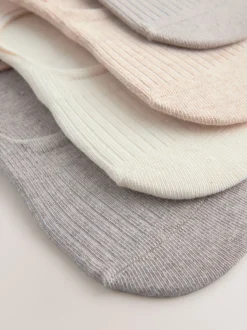 Naturel geribbeld - 4 Paar footsies