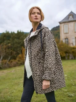 Naturel met luipaardprint - Seraphine 3-In-1 Maternity & Babywearing Raincoat