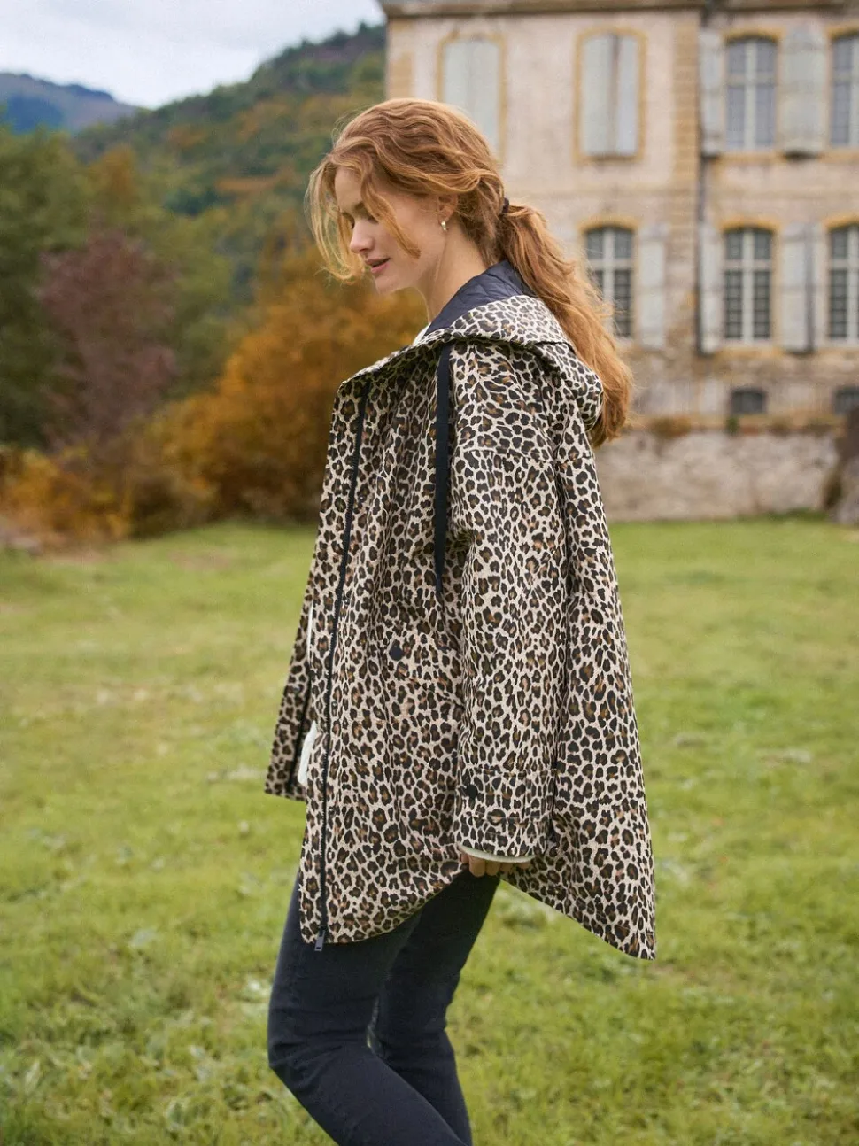 Naturel met luipaardprint - Seraphine 3-In-1 Maternity & Babywearing Raincoat