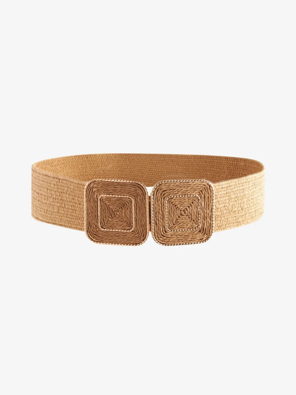 Natuurlijk - Brede riem met raffia-effect en vierkante gesp