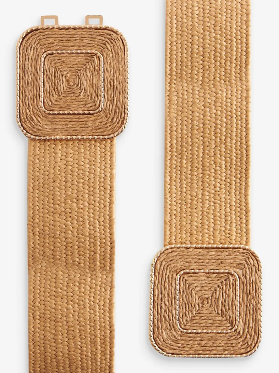 Natuurlijk - Brede riem met raffia-effect en vierkante gesp