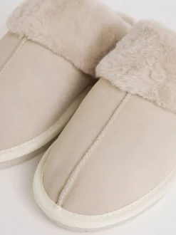 Natuurlijk - Simply Be Faux Fur Lined Suede Mule Slippers