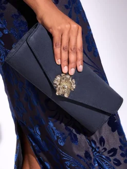 Navy Floral Trim - Lipsy Clutch Bag