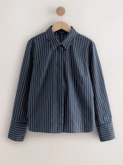 Navy Stripe/Burgundy Stripe - Fitted Stretch Essential Long Sleeve Shirts 2 Pack