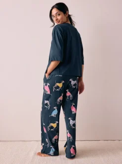 Navy Whippet - Tricot pyjama met korte mouwen